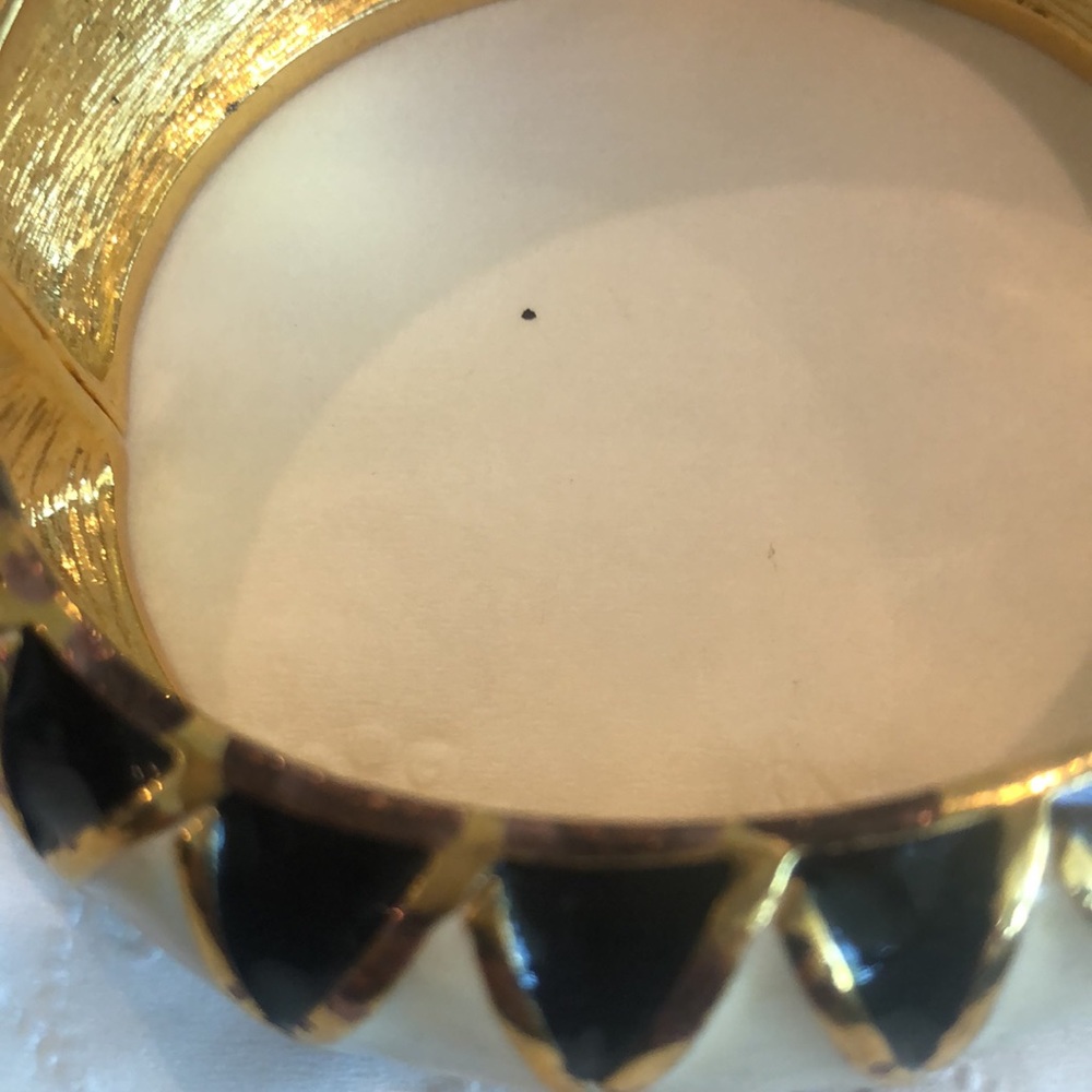St. John Black, White and Gold Enamel Hinged Bracelet - Picture 6 of 6